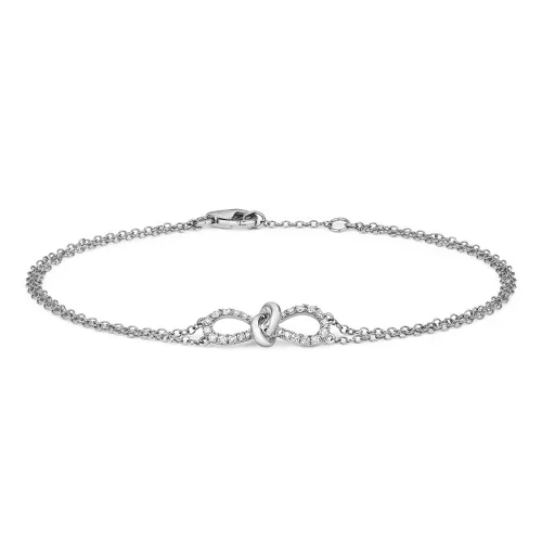 18ct White Gold Bow Diamond Bracelet (0.19ct)